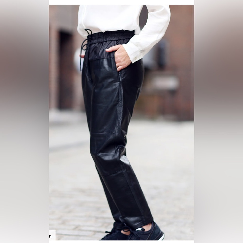 Alexander Wang H&M Leather Paneled Trouser Pants Black , size 4 - Picture 9 of 14